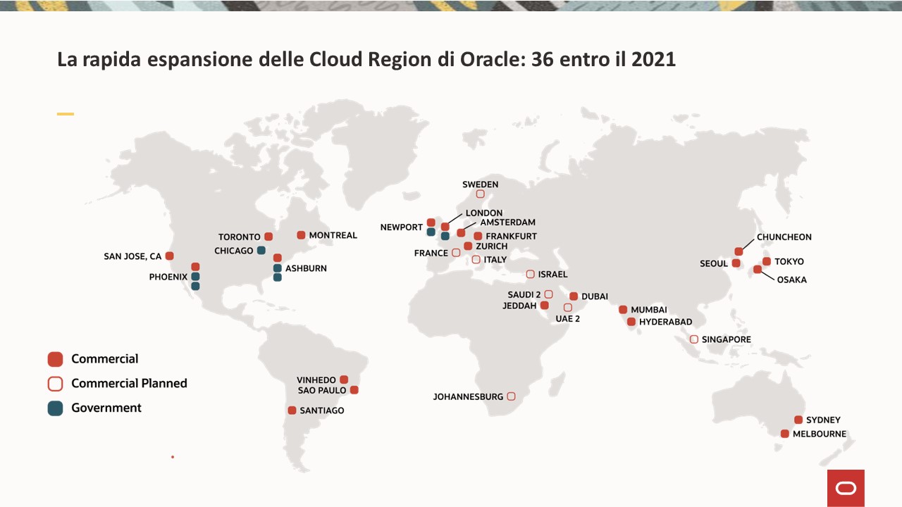 La presenza Cloud di Oracle si espande a livello mondiale a un passo di crescita a tre cifre