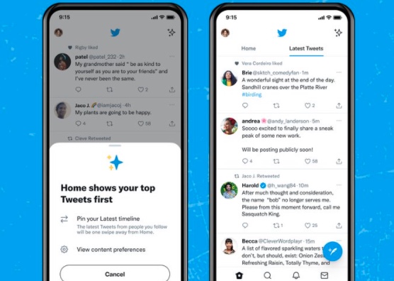 Twitter makes it harder to choose the reverse chronological feed