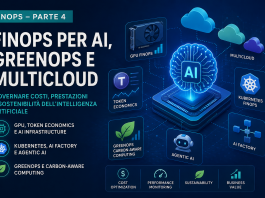 FinOps per AI con GPU, Token Economics, Kubernetes, GreenOps, AI Factory e multicloud per l'ottimizzazione dei costi dell'intelligenza artificiale.