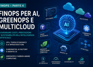 FinOps per AI con GPU, Token Economics, Kubernetes, GreenOps, AI Factory e multicloud per l'ottimizzazione dei costi dell'intelligenza artificiale.