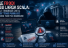 Illustrazione sulle frodi nel settore pubblico con reti criminali, intelligenza artificiale, identità sintetiche, documenti falsi e strategie di prevenzione nella pubblica amministrazione.