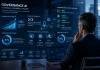 CIO analizza una dashboard di governance AI per monitorare sicurezza, agenti intelligenti, controllo dei costi e infrastrutture enterprise.